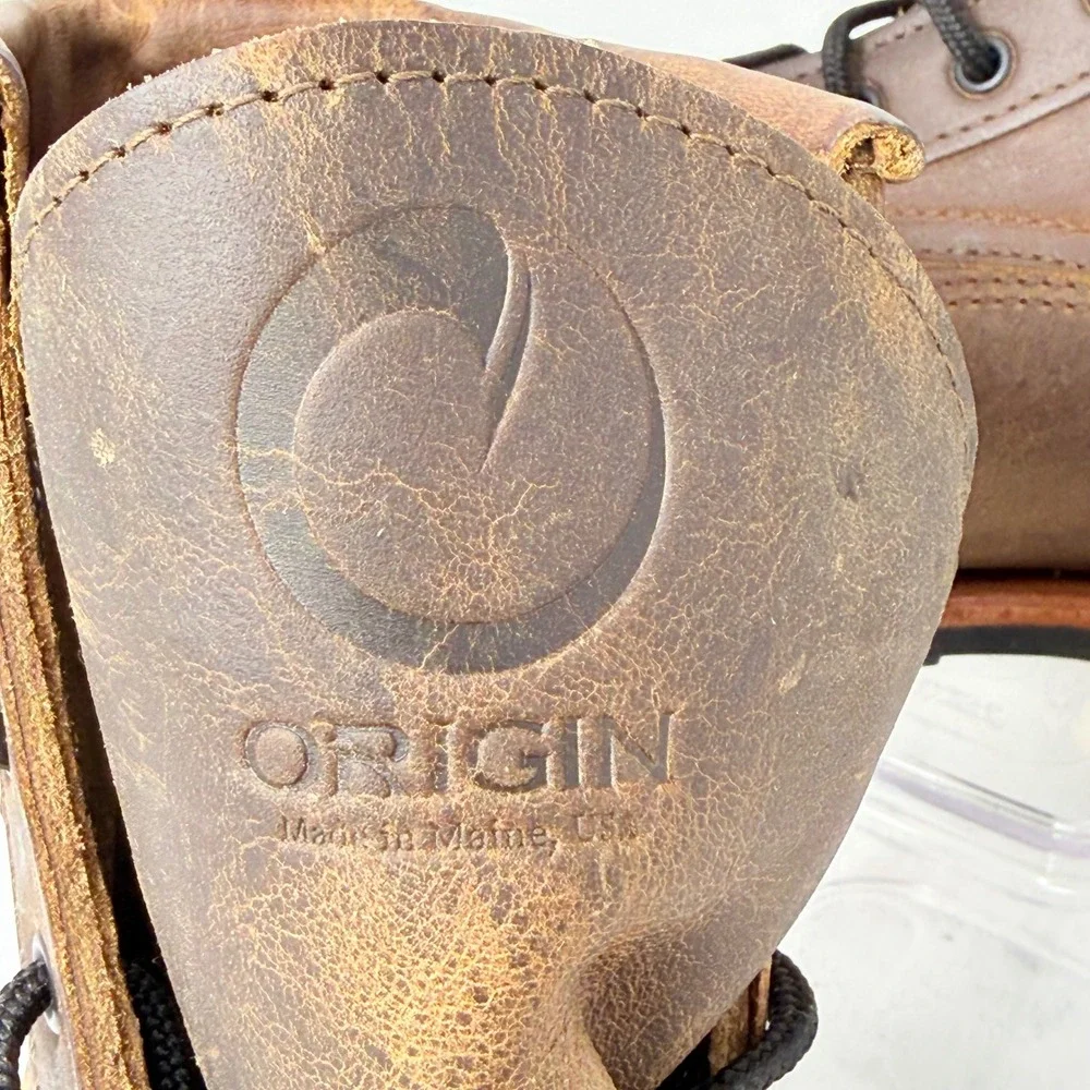 Origin Maine USA Mens 9 Inch Leather Work Boots Brown Safety Toe 10 EE Vibram